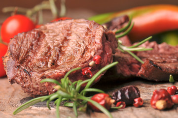 Wall Mural - Grilled steaks and vegetables