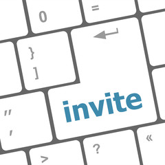 Poster - computer keyboard with word invite, business concept