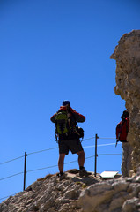 Sticker - Wanderer in den Dolomiten - Alpen