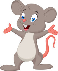 Wall Mural - Cute mouse cartoon presenting