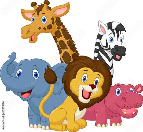 Obraz w ramie Happy safari animal cartoon