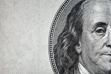Dollars Closeup..Detail Of A Benjamin Franklin's Portrait