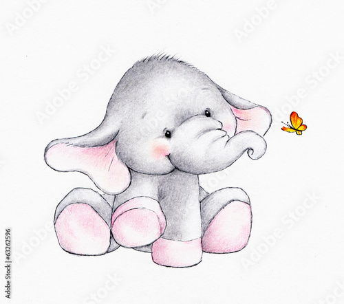 Naklejka - mata magnetyczna na lodówkę Cute elephant