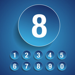 Number set vector blue