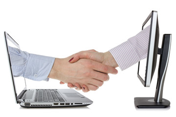 Virtual handshake - internet business concept