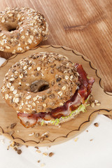 Wall Mural - Whole grain bagel with bacon