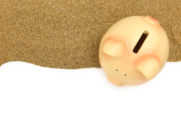 Wall Mural - Summer piggy bank on the sand