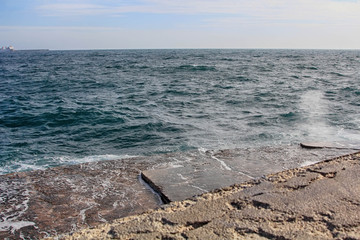 Wall Mural - coastal landscape with blue sea and beautiful cliffs