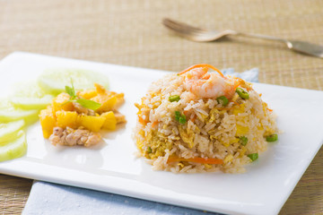 Wall Mural - Chinese Cuisine - Fried Rice with Vegetables and Meat