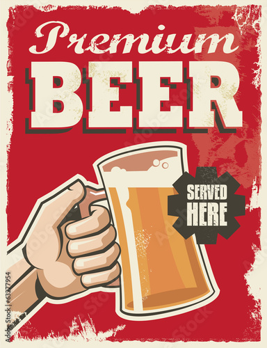 Obraz w ramie Vintage retro beer poster. Vector design advertising sign.