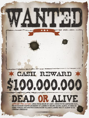 Wall Mural - Wanted Vintage Western Poster