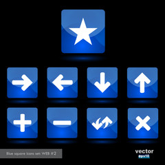 Blue square icons set WEB #2