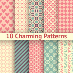 Wall Mural - Charming different vector seamless patterns (tiling).