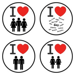 Sticker - Couples dans 4 symboles J'aime