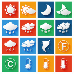Wall Mural - weather forecast icons set