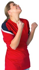 Wall Mural - Cheering football fan in red