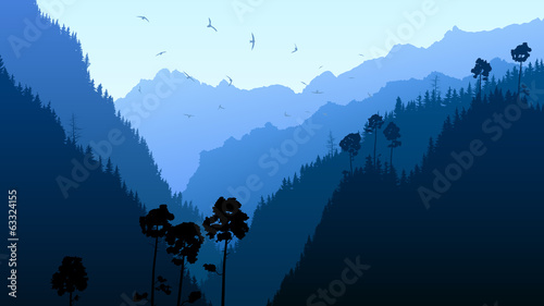 illustration-of-twilight-in-mountain-forest