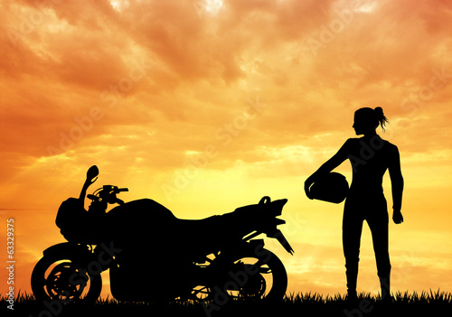 Obraz w ramie woman motorcyclist