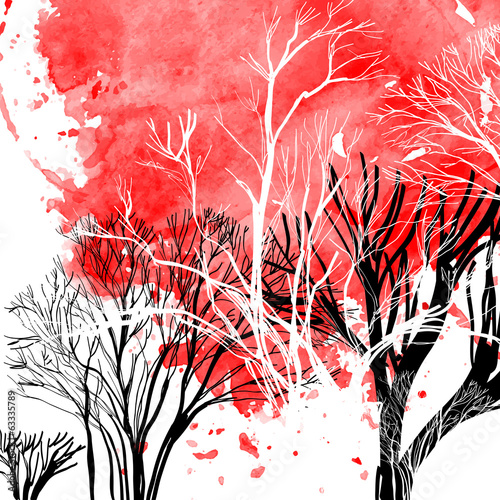 Naklejka na kafelki Abstract silhouette of trees