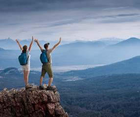 Wall Mural - couple hiking