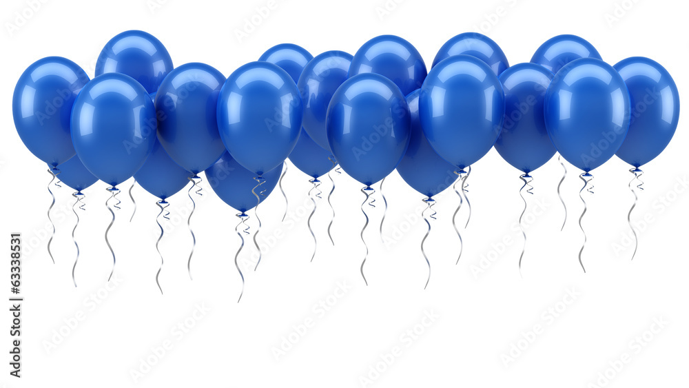 Blue party balloons - obrazy, fototapety, plakaty 