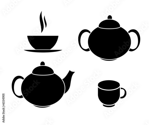 Obraz w ramie Tea Icons Vector Illustration
