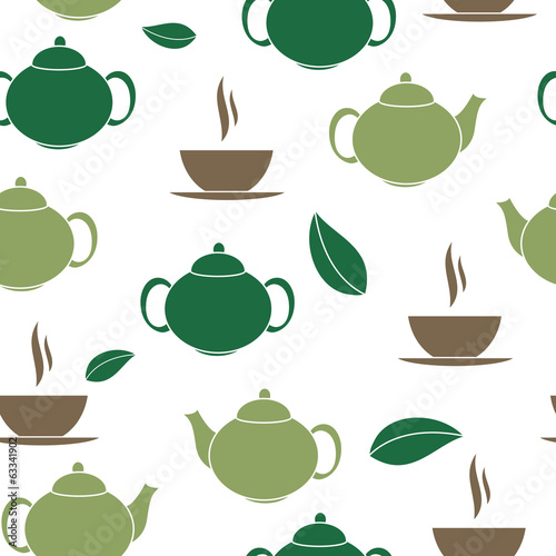 Naklejka - mata magnetyczna na lodówkę Tea Seamless Pattern Background Vector Illustration