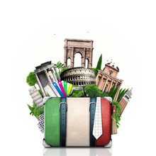 Italy, Attractions Italy And Retro Suitcase, Travel