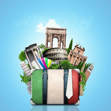 Italy, Attractions Italy And Retro Suitcase, Travel