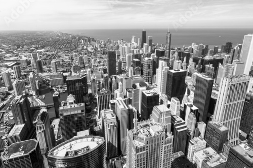 Naklejka - mata magnetyczna na lodówkę Chicago skyline aerial view