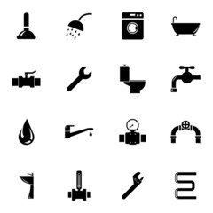 Vector black  plumbing  icons set