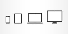 Device Icons: Smartphone, Tablet, Laptop And Desktop Computer