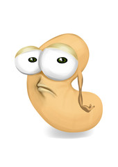 Wall Mural - Sad beige cashew cartoon, a depressed, disappointed character.