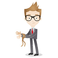 Cartoon Businessman With Tied Hands