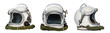 Set of space helmets isolated on a white background.