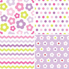 Cute Seamless Pink And Purple Background Patterns