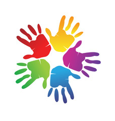 Wall Mural - Hands colorful logo vector