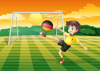 Sticker - A girl kicking the ball with the flag of Germany