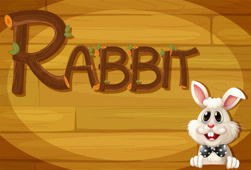 Wall Mural - A wooden frame with a rabbit