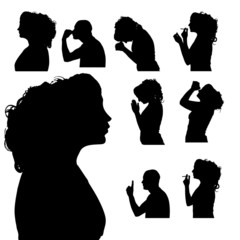 Canvas Print - Vector silhouette of woman.