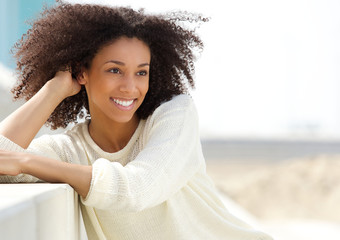 Wall Mural - African american woman relaxing outdoors