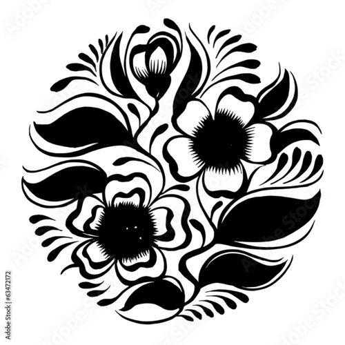 Fototapeta do kuchni silhouette circle branch of tea with flowers and leaves