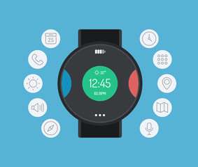Poster - smart watch design flat illustration concept