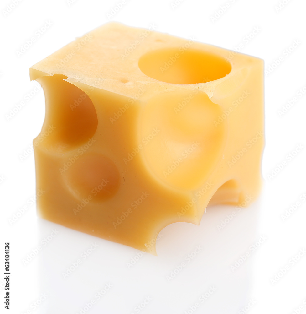 Piece of cheese, isolated on white