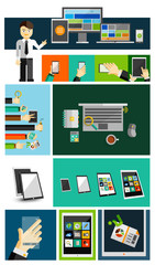 Wall Mural - Business life and mobile devices flat concepts