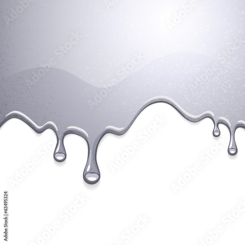 Fotografie, Obraz Drips of silver shiny liquid. Melting background.