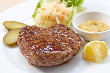 Canvas Print - steak with cabbage salad