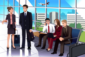 Canvas Print - Business people waiting in the airport