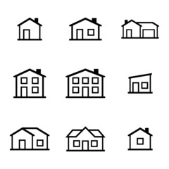 Wall Mural - vector black houses icons set