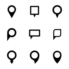 Sticker - Vector black map pointer icons set